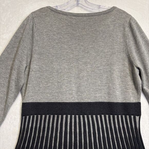 Calvin Klein Women's Ribbed Fit & Flare Sweater Dress Large Gray Classic Career - Picture 9 of 15
